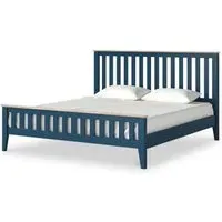 Marlow Queen Size Slatted Bed - Navy Blue