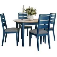 Marlow Round Extending Dining Set with Ladder Back Chairs - Navy Blue