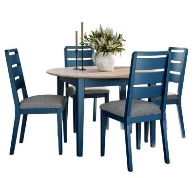 Marlow Round Extending Dining Set with Ladder Back Chairs - Navy Blue image