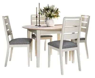 Marlow Round Extending Dining Set with Ladder Back Chairs - White