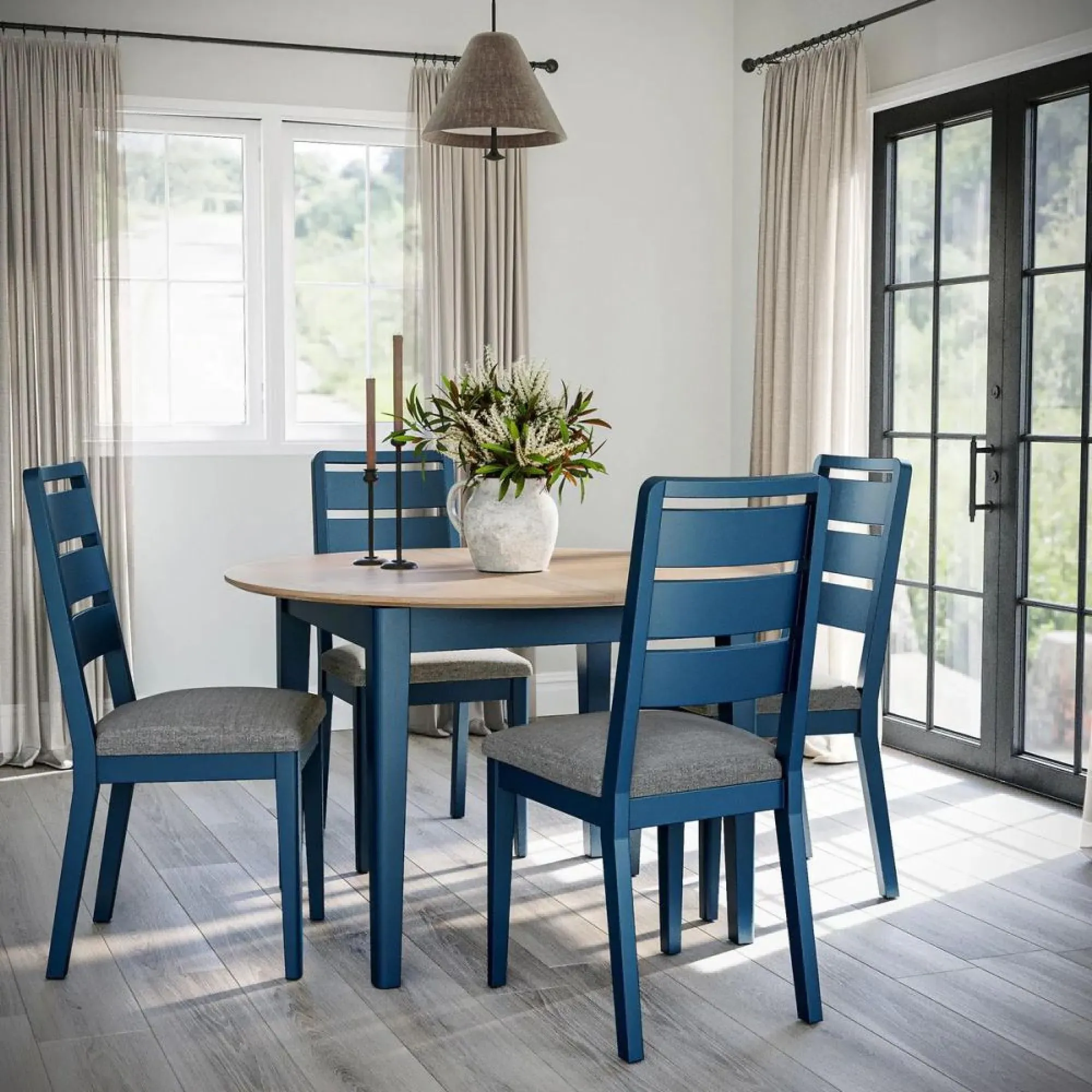 Marlow Round Extending Dining Table - Navy Blue