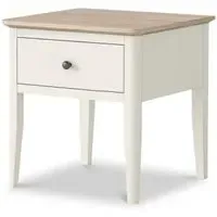Marlow White Painted 1 Drawer Lamp Table - Coconut White