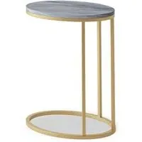 Marmora Oval C Side Table - Grey, Marble