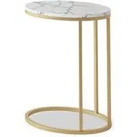 Marmora Oval C Side Table - Grey, Marble