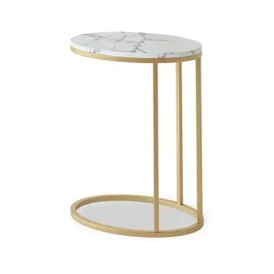 Marmora Oval C Side Table - Grey, Marble