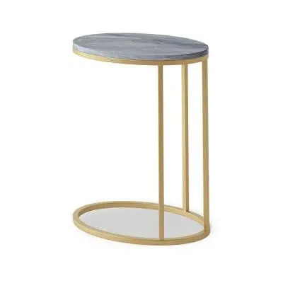 Marmora Oval C Side Table - Grey, Marble image