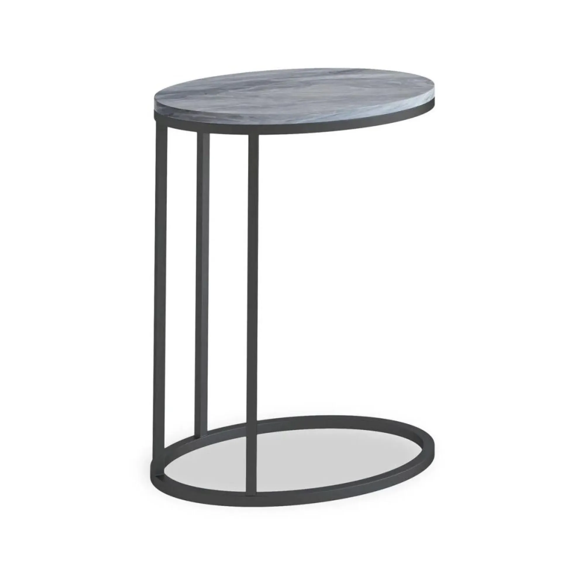 Marmora Oval C Side Table - White, Marble