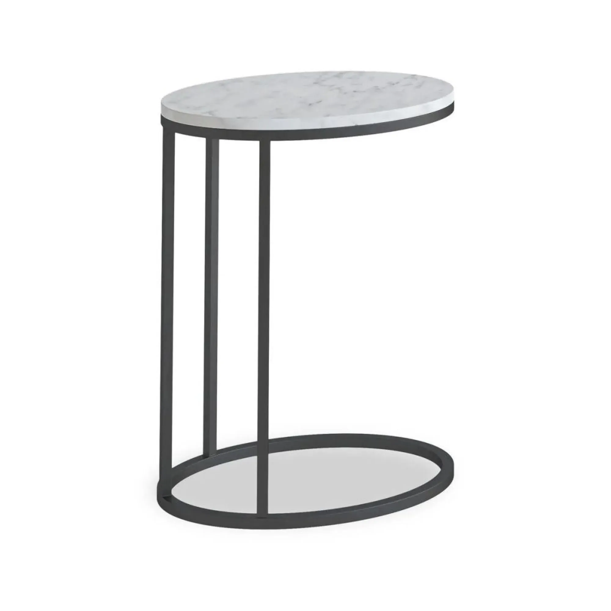 Marmora Oval C Side Table - White, Marble