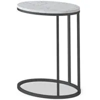 Marmora Oval C Side Table - White, Marble