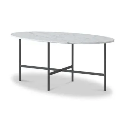 Marmora Oval Coffee Table - White, Marble