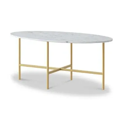 Marmora Oval Coffee Table - White, Marble
