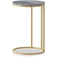 Marmora Round C Side Table - Grey, Marble
