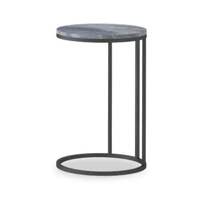 Marmora Round C Side Table - Grey, Marble