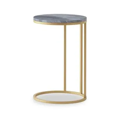 Marmora Round C Side Table - Grey, Marble image