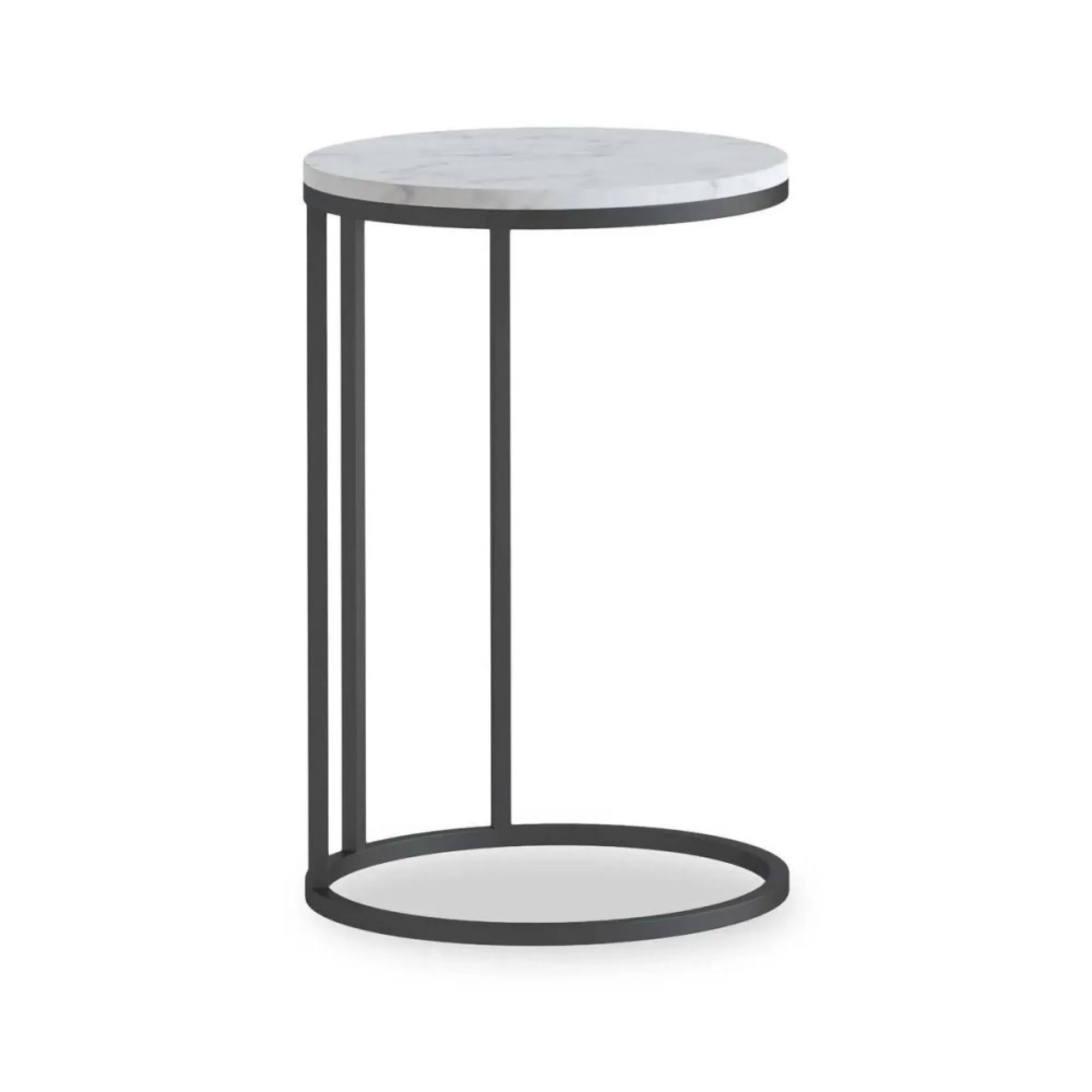 Marmora Round C Side Table - White, Marble