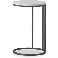 Marmora Round C Side Table - White, Marble