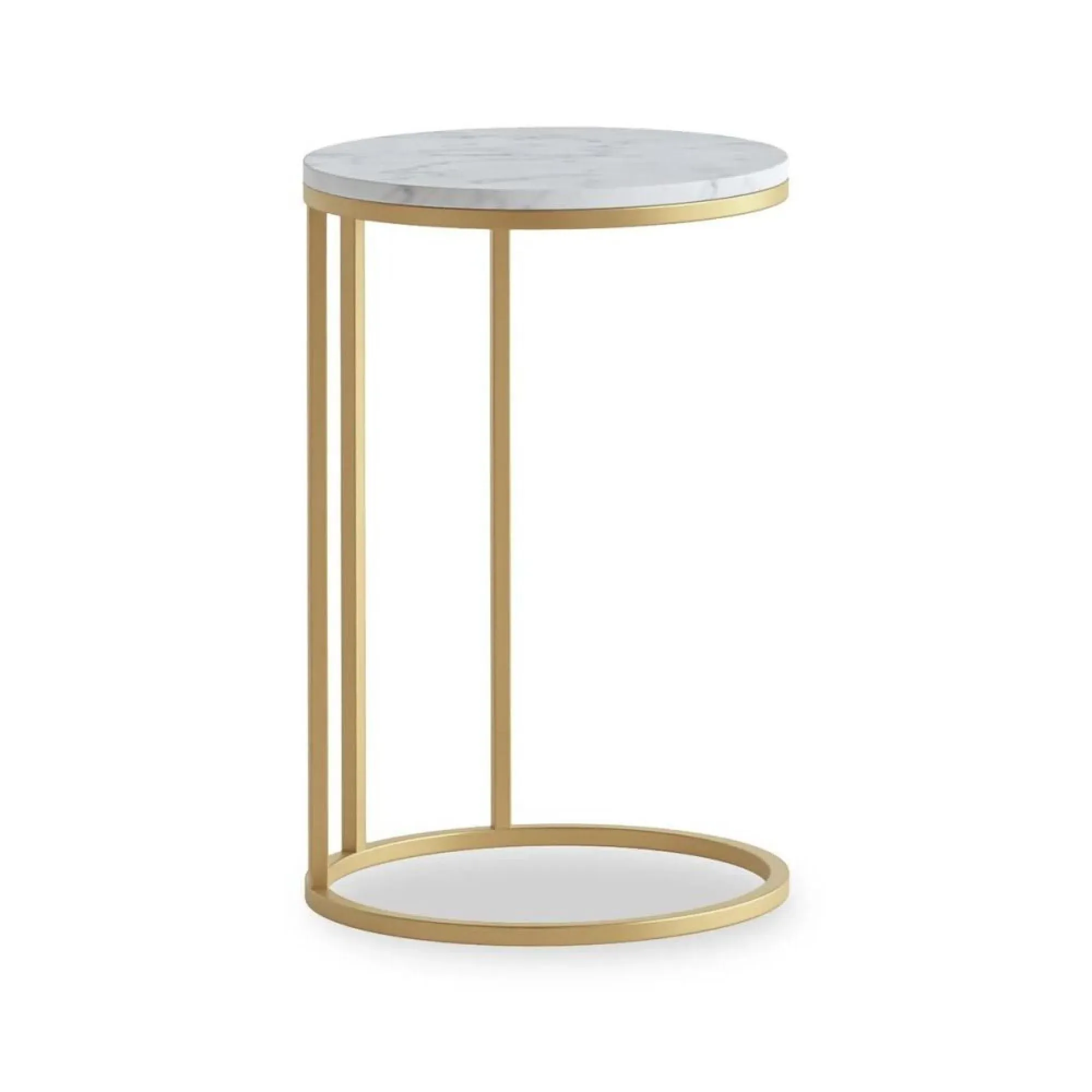 Marmora Round C Side Table - White, Marble