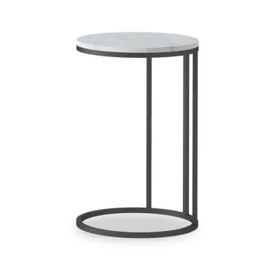 Marmora Round C Side Table - White, Marble
