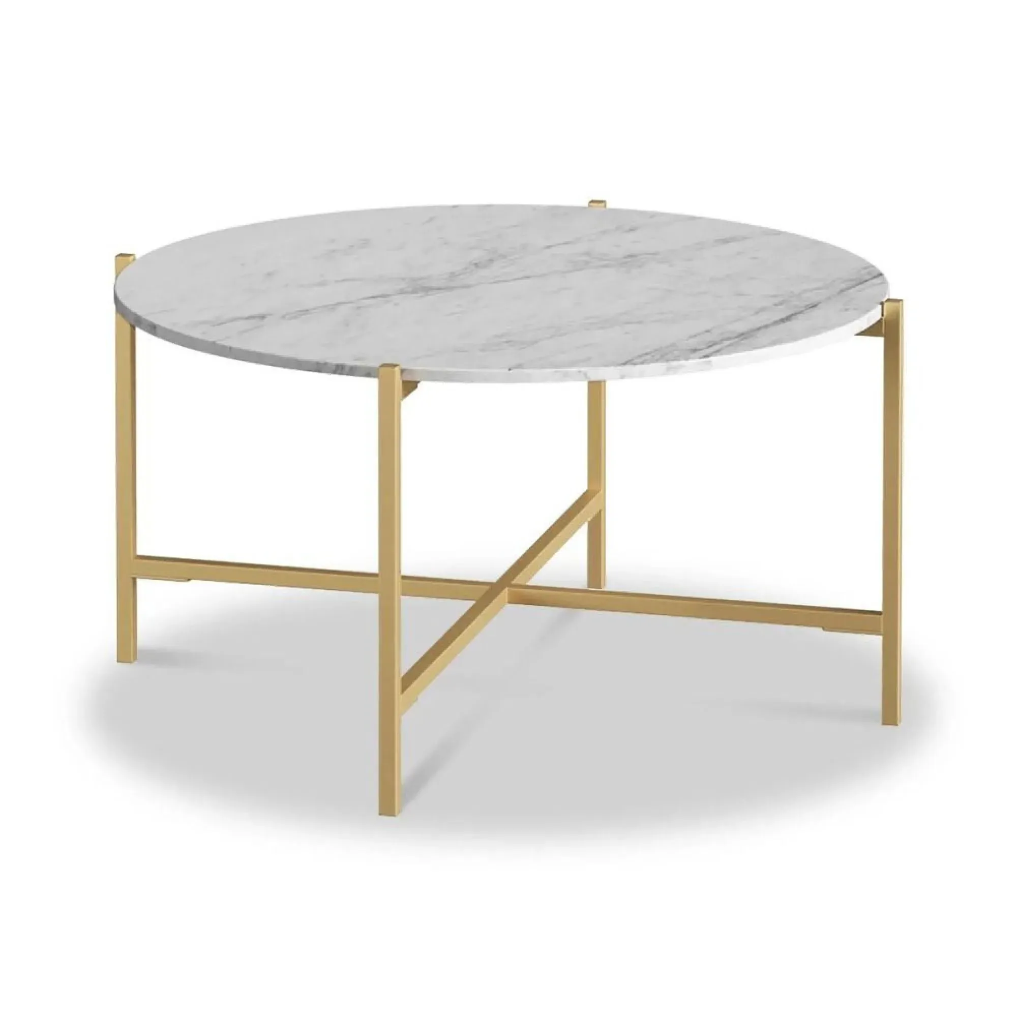 Marmora Round Coffee Table - White, Marble