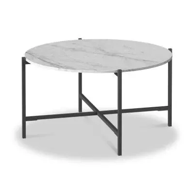 Marmora Round Coffee Table - White, Marble
