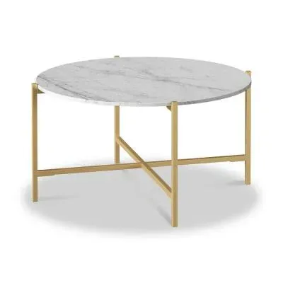 Marmora Round Coffee Table - White, Marble