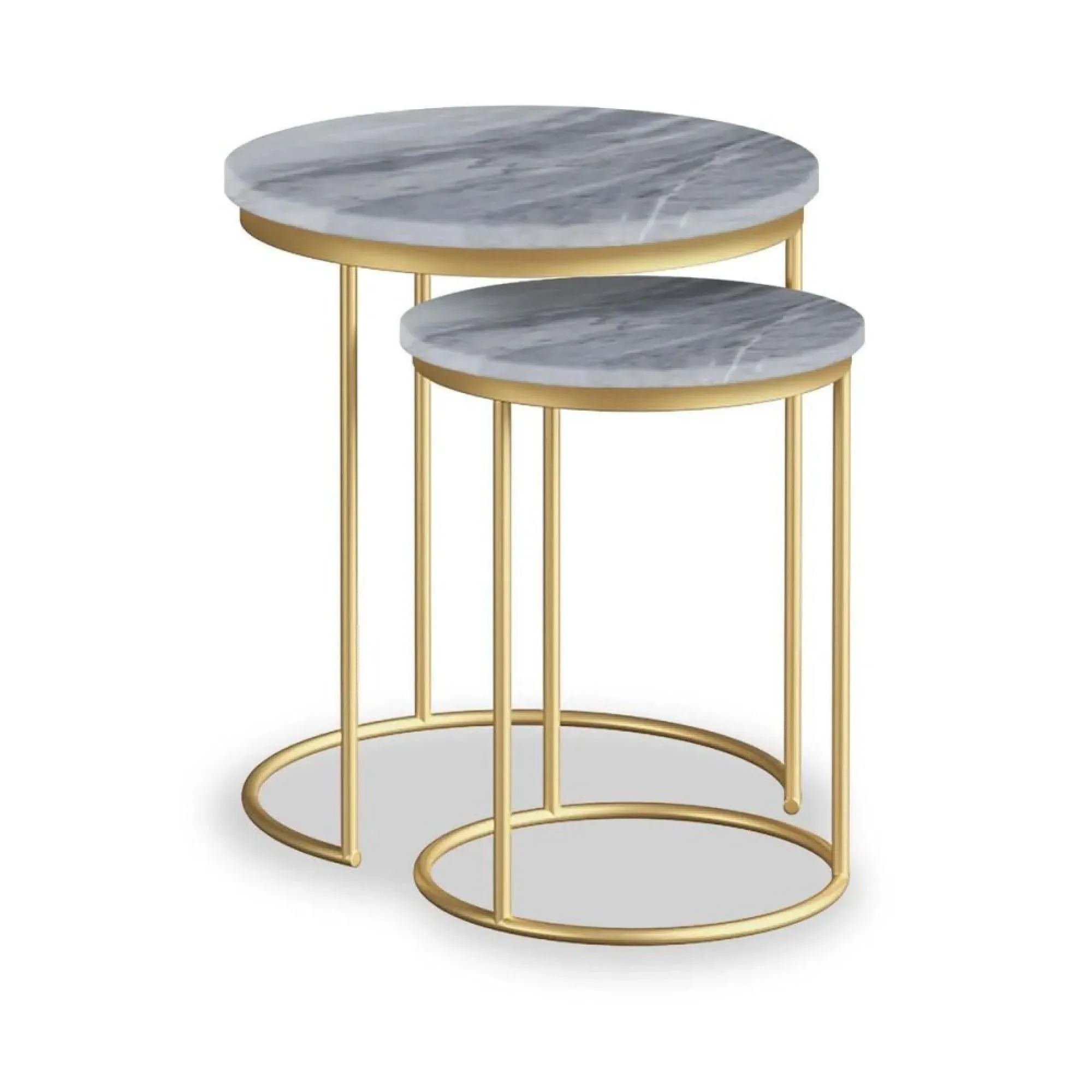 Marmora Round Nest of 2 Tables - Grey, Marble