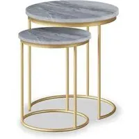 Marmora Round Nest of 2 Tables - Grey, Marble