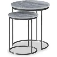 Marmora Round Nest of 2 Tables - Grey, Marble