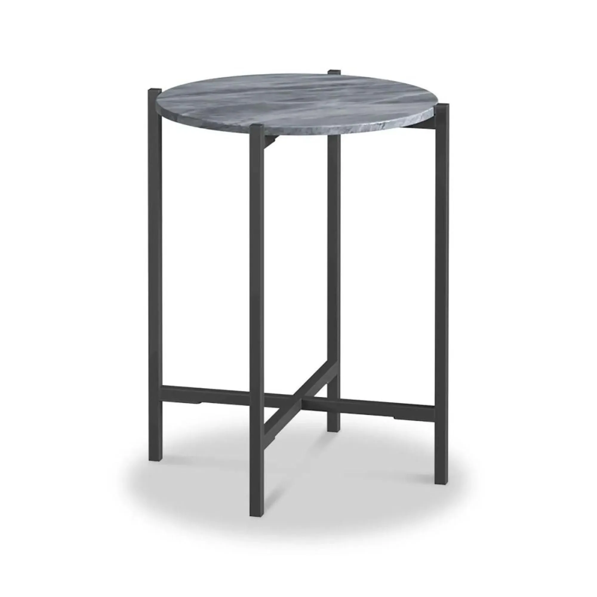 Marmora Round Side Table - Grey, Marble