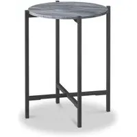 Marmora Round Side Table - Grey, Marble