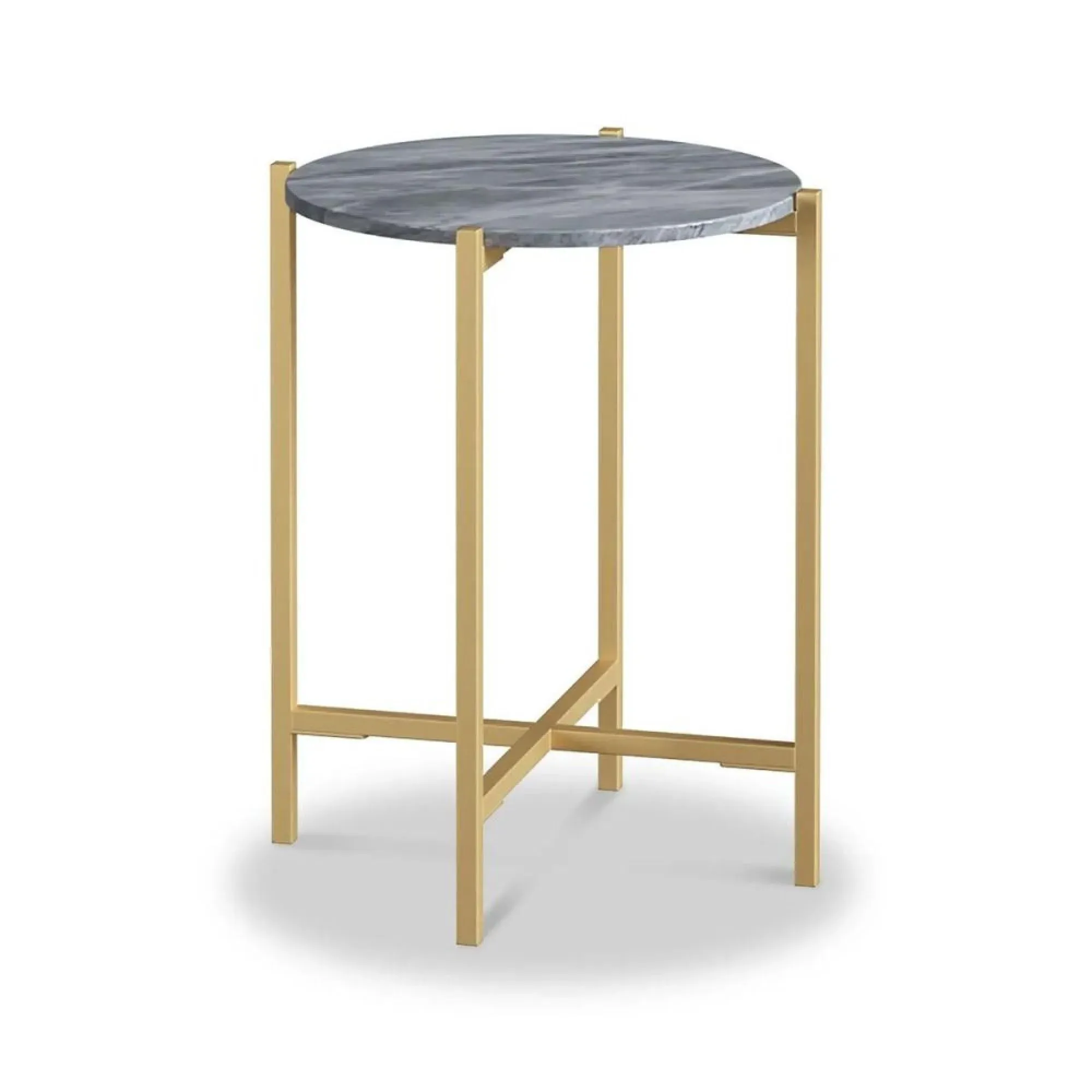 Marmora Round Side Table - Grey, Marble