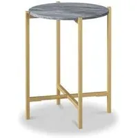 Marmora Round Side Table - Grey, Marble