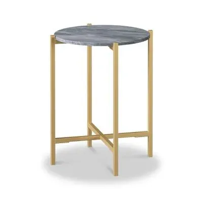 Marmora Round Side Table - Grey, Marble