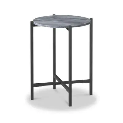 Marmora Round Side Table - Grey, Marble image