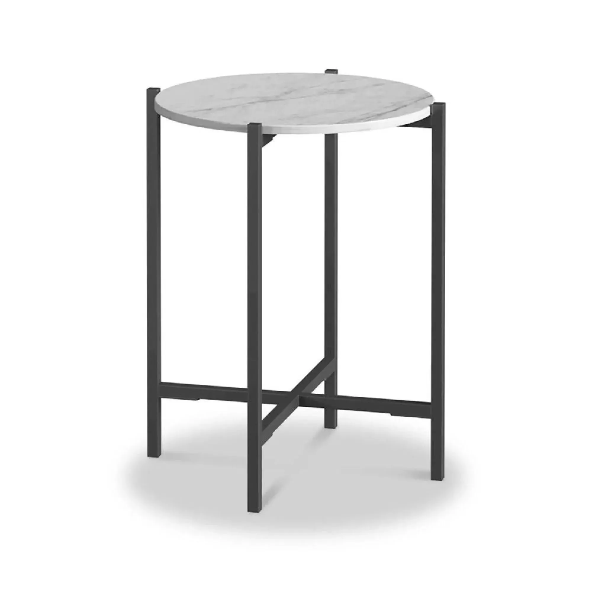 Marmora Round Side Table - White, Marble