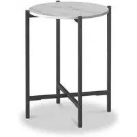 Marmora Round Side Table - White, Marble