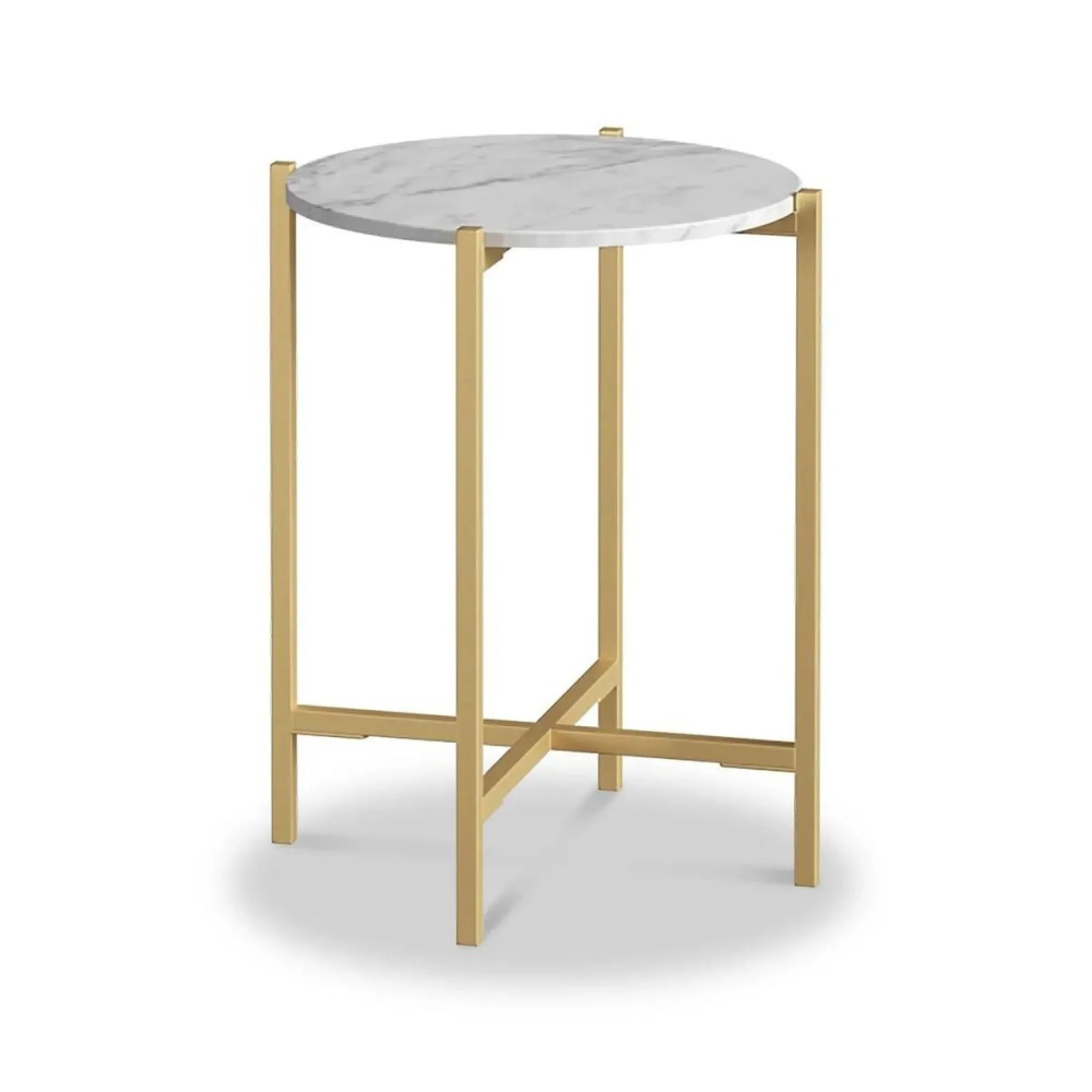 Marmora Round Side Table - White, Marble