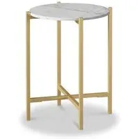 Marmora Round Side Table - White, Marble