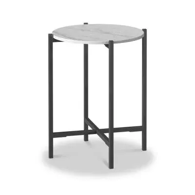 Marmora Round Side Table - White, Marble