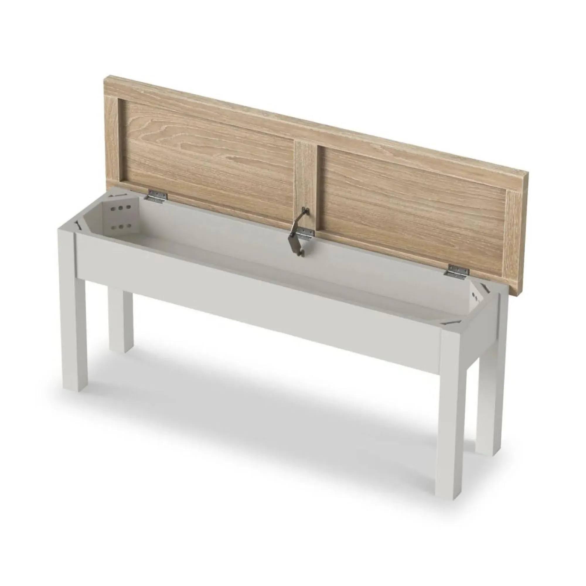 Painted Dining Bench with Storage - Light Grey