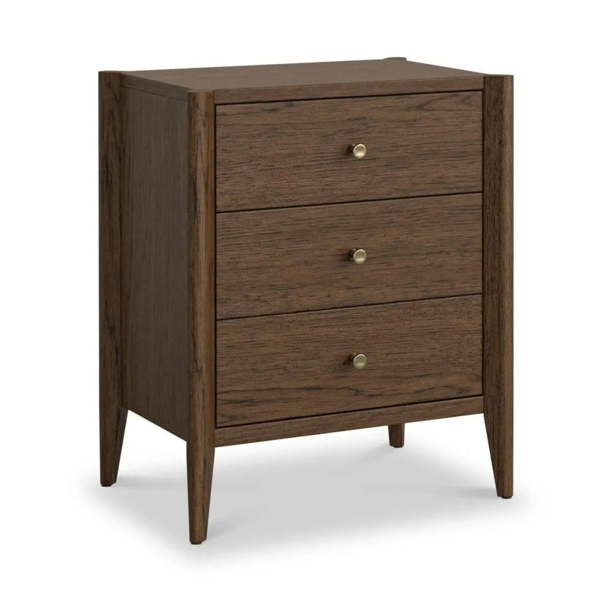 Paris 3 Drawer Bedside Cabinet - Dark Brown, Oak