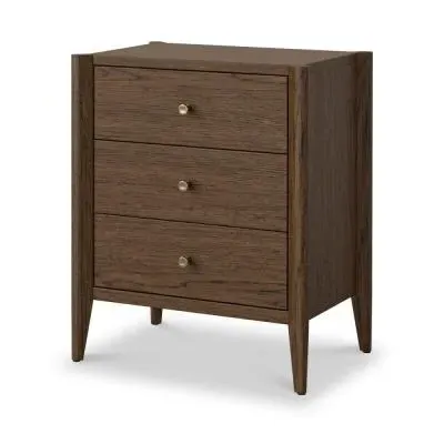 Paris 3 Drawer Bedside Cabinet - Dark Brown, Oak image