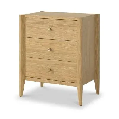 Paris 3 Drawer Bedside Cabinet - Natural, Oak