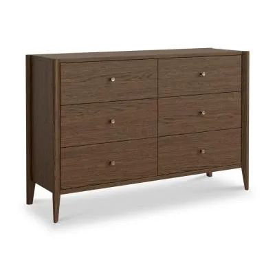 Paris Dark Oak 6 Drawer Wide Chest - Dark Brown image