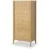 Paris Oak 5 Drawer Tallboy Chest - Natural