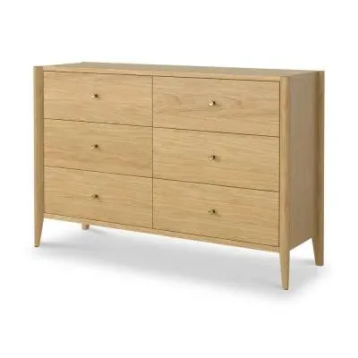 Paris Oak 6 Drawer Wide Chest - Natural