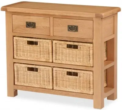 Salisbury 100cm Small Sideboard with Baskets - Oak