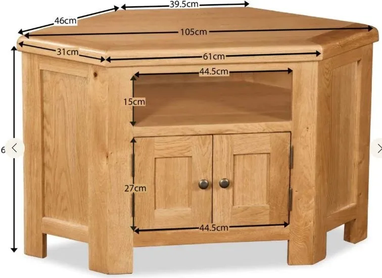 Salisbury 105cm Corner TV Unit - Oak