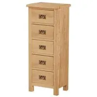 Salisbury 5 Drawer Narrow Chest - Oak