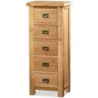 Salisbury 5 Drawer Narrow Chest - Oak
